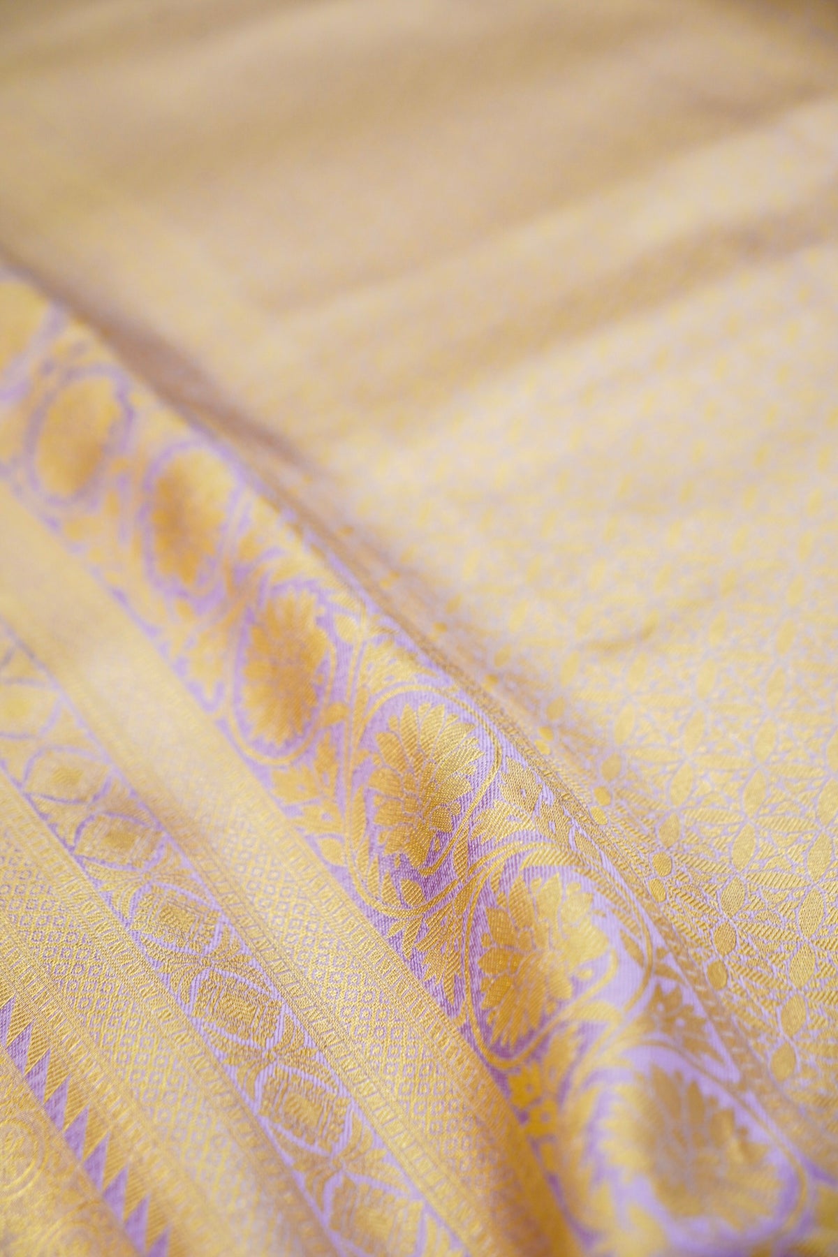 Sharvi - Lavender and Champagne Gold Dharmavaram Silk Saree