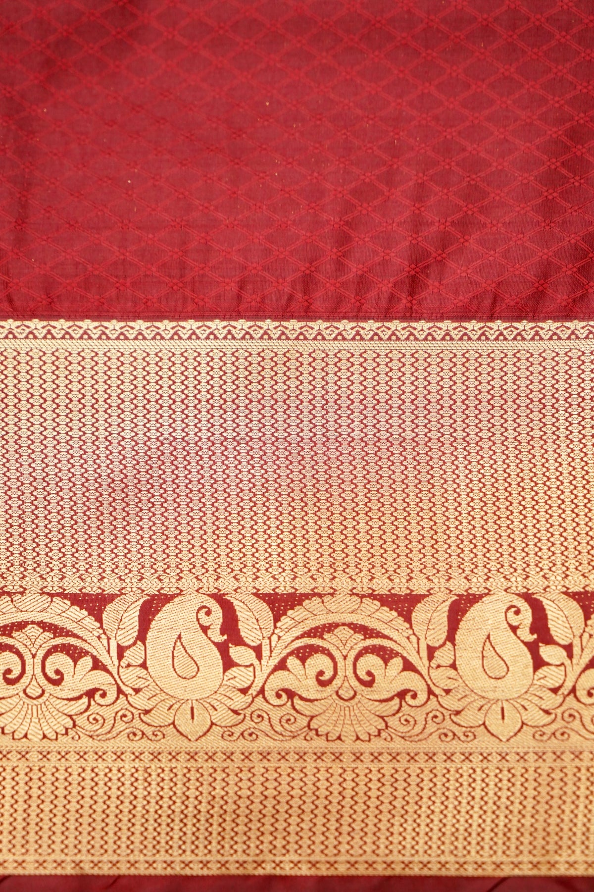 Devyani - Powder Blue Kanchi Pattu Silk Saree with Deep Maroon Korvai Border