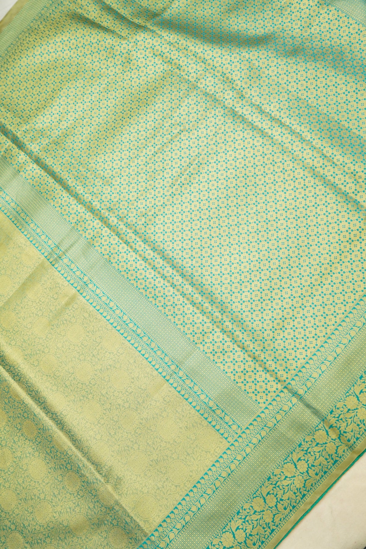 Sharvi - Turquoise and Mint Green Dharmavaram Silk Saree