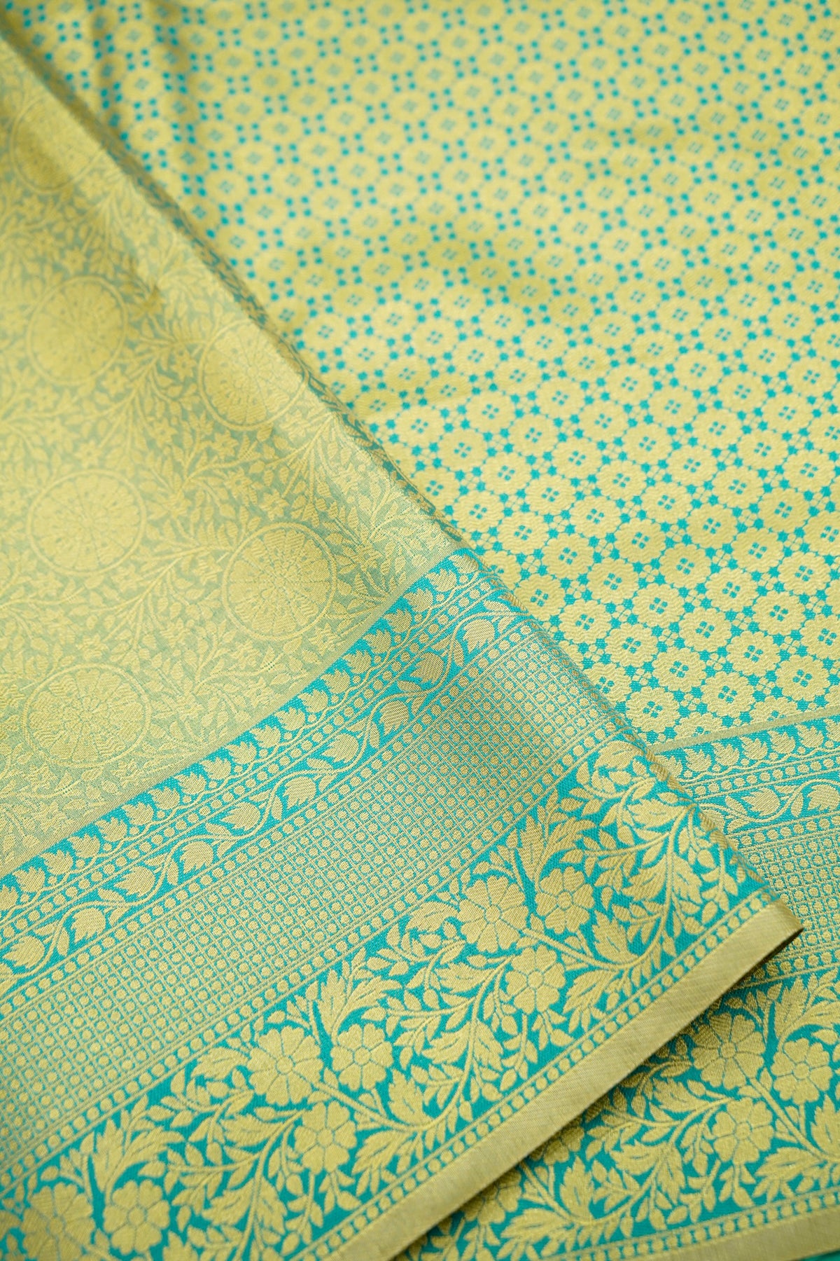 Sharvi - Turquoise and Mint Green Dharmavaram Silk Saree