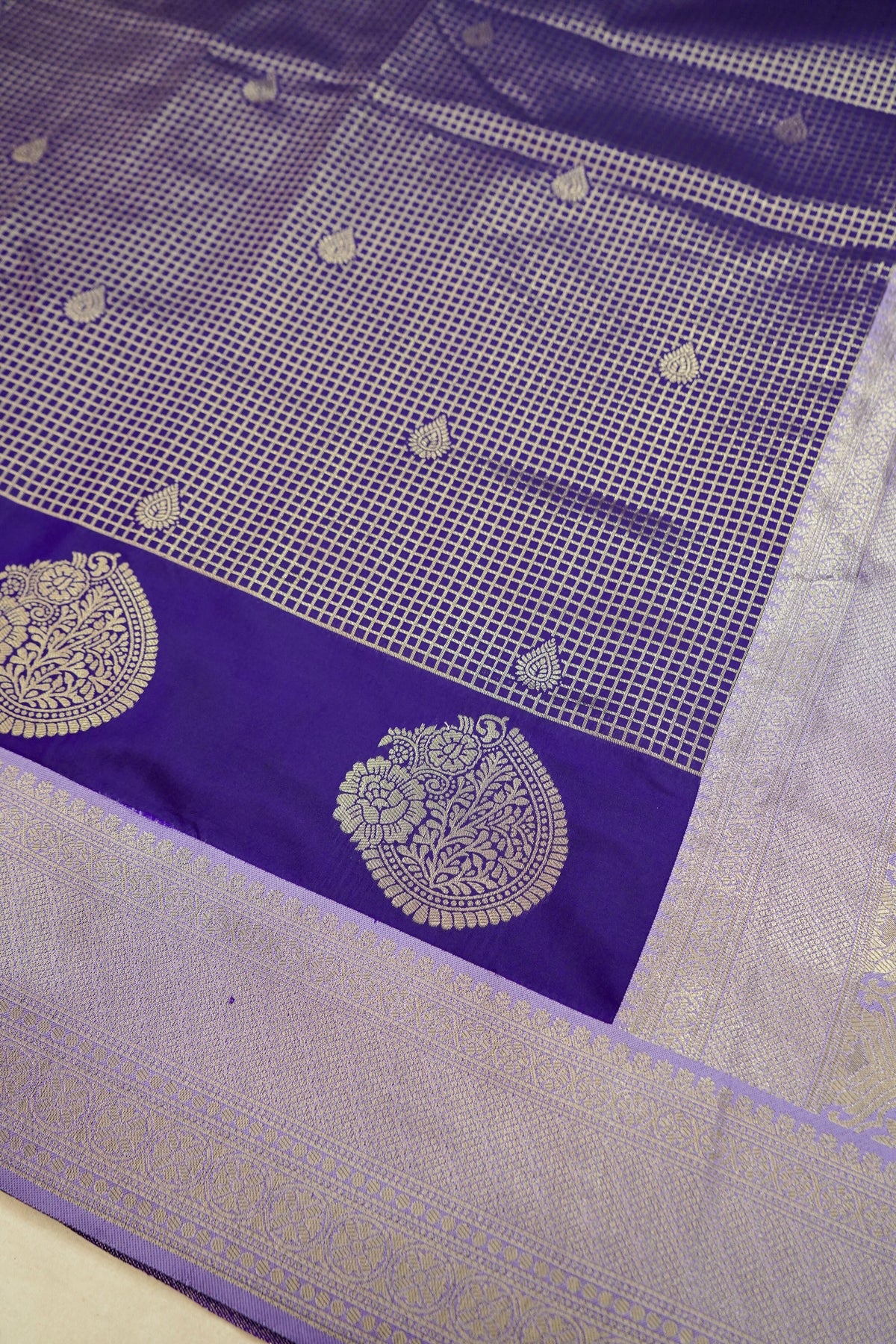 Sharvi - Royal Purple and Champagne Gold Dharmavaram Silk Saree