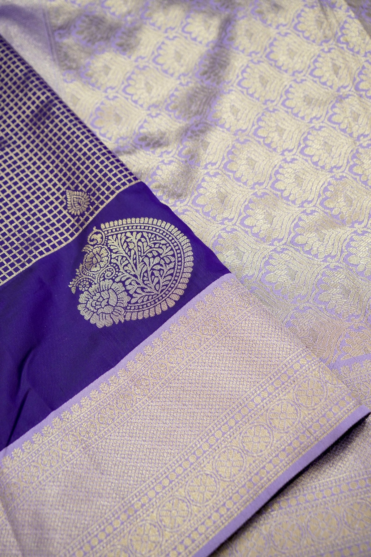Sharvi - Royal Purple and Champagne Gold Dharmavaram Silk Saree