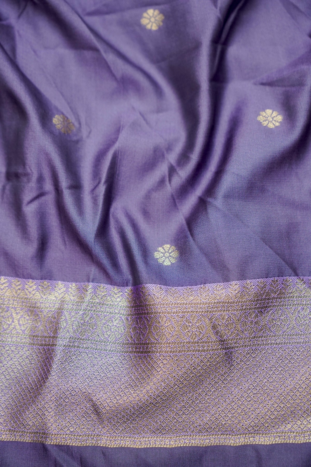 Sharvi - Royal Purple and Champagne Gold Dharmavaram Silk Saree