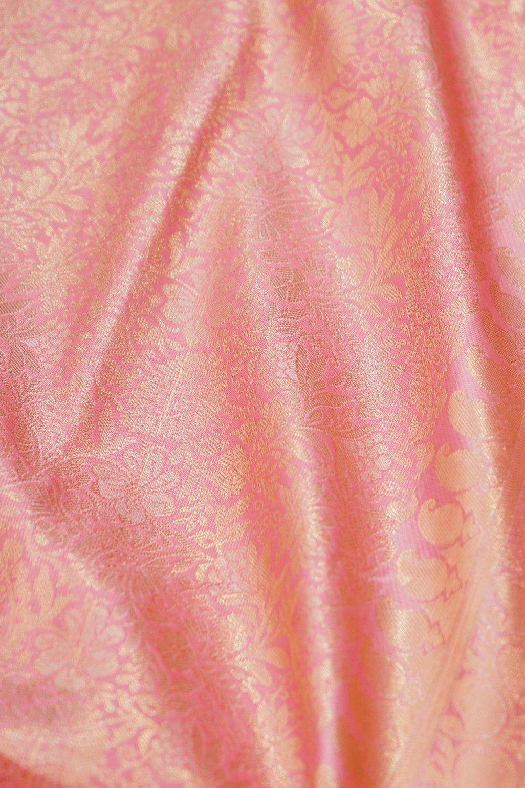 Devyani - Baby Pink Kanchi Pattu Silk Saree with Peach Border