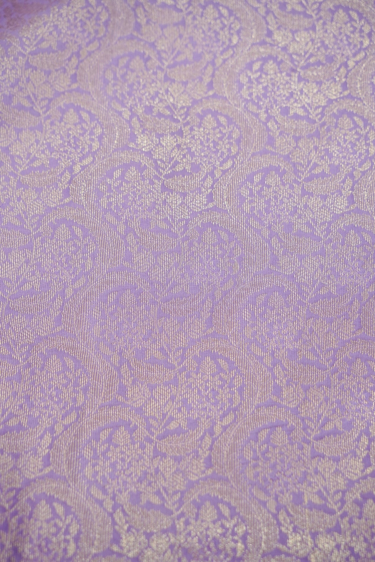 Devyani - Lavender Kanchi Pattu Silk Saree with Champagne Border