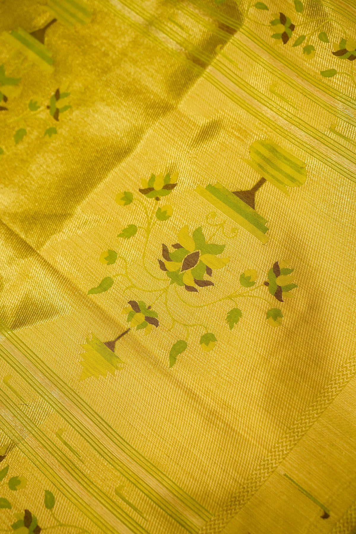 Purple Dupion Silk Patola Saree with Contrast Lime Border