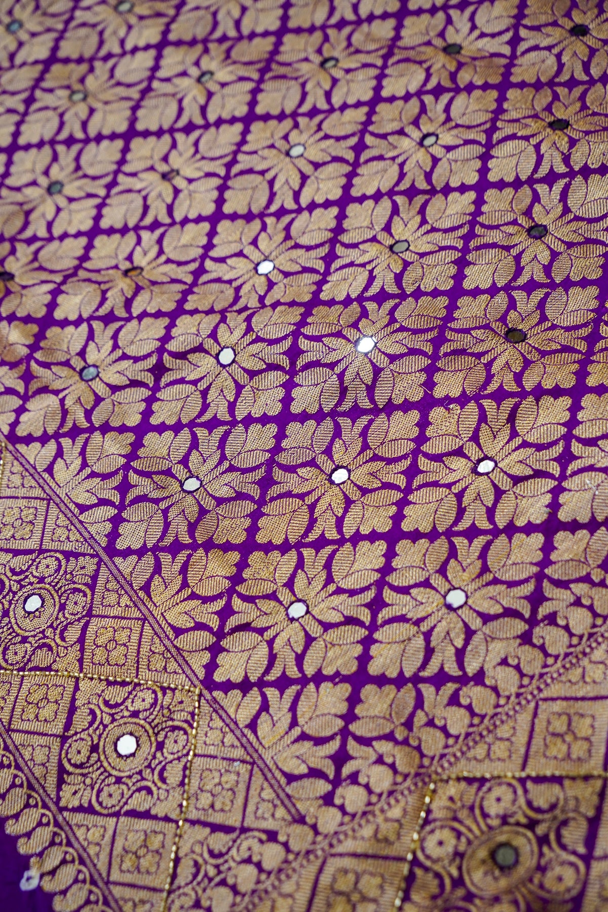 Royal Purple Bandhani Banarasi Dupion Silk Saree with Fringe Border