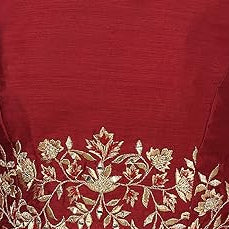 Maroon Embroidered Work Blouse – Elbow Length Sleeves