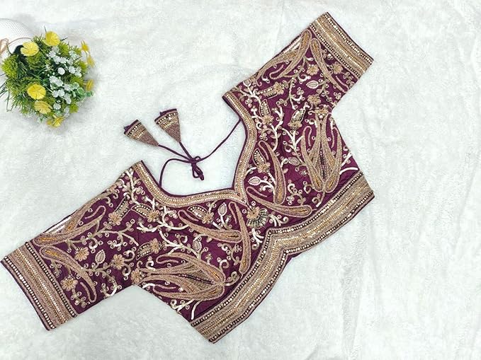 Women's Readymade Bridal Blouse (Wine)