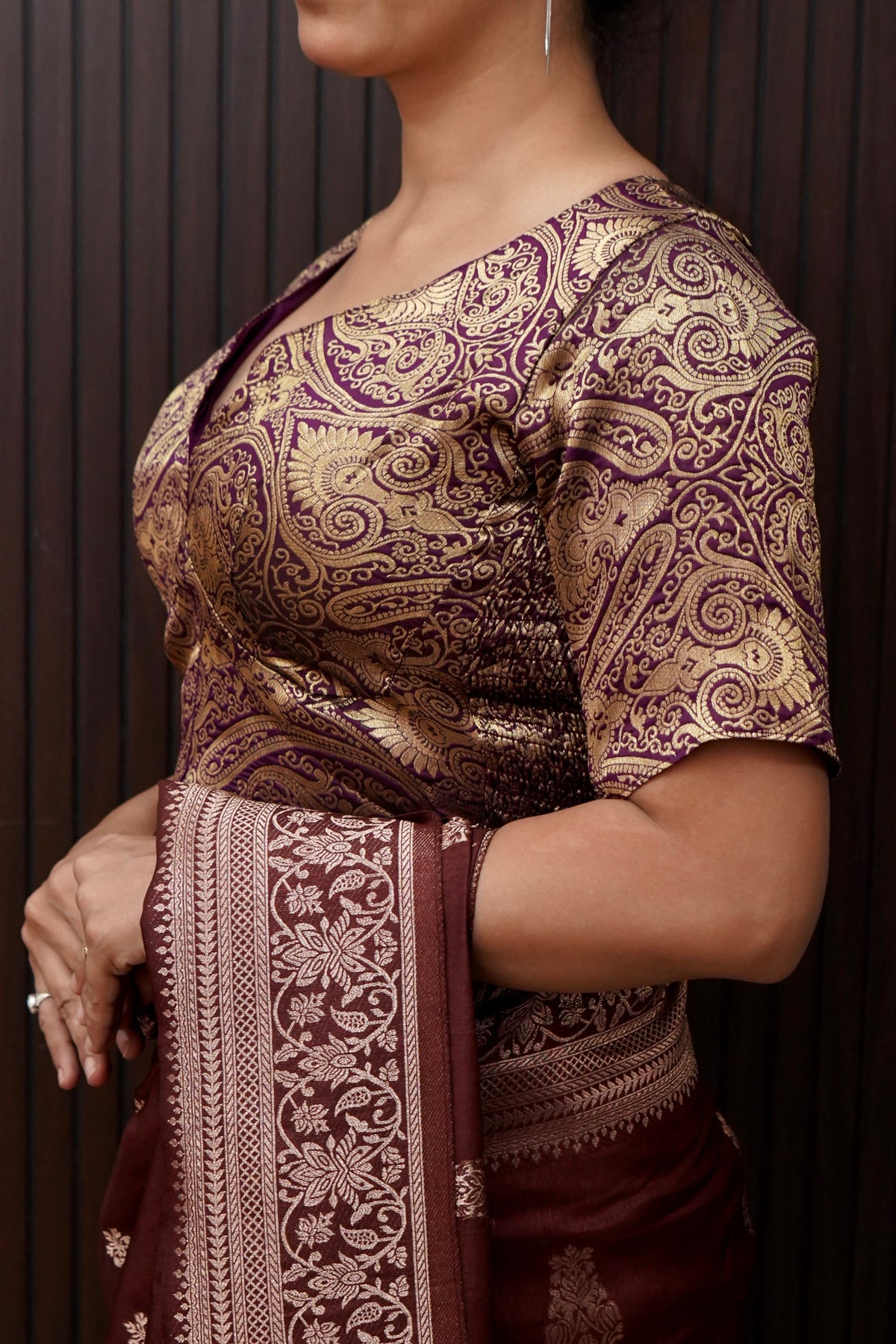Deep Purple Kairi Motif Stretchable Blouse