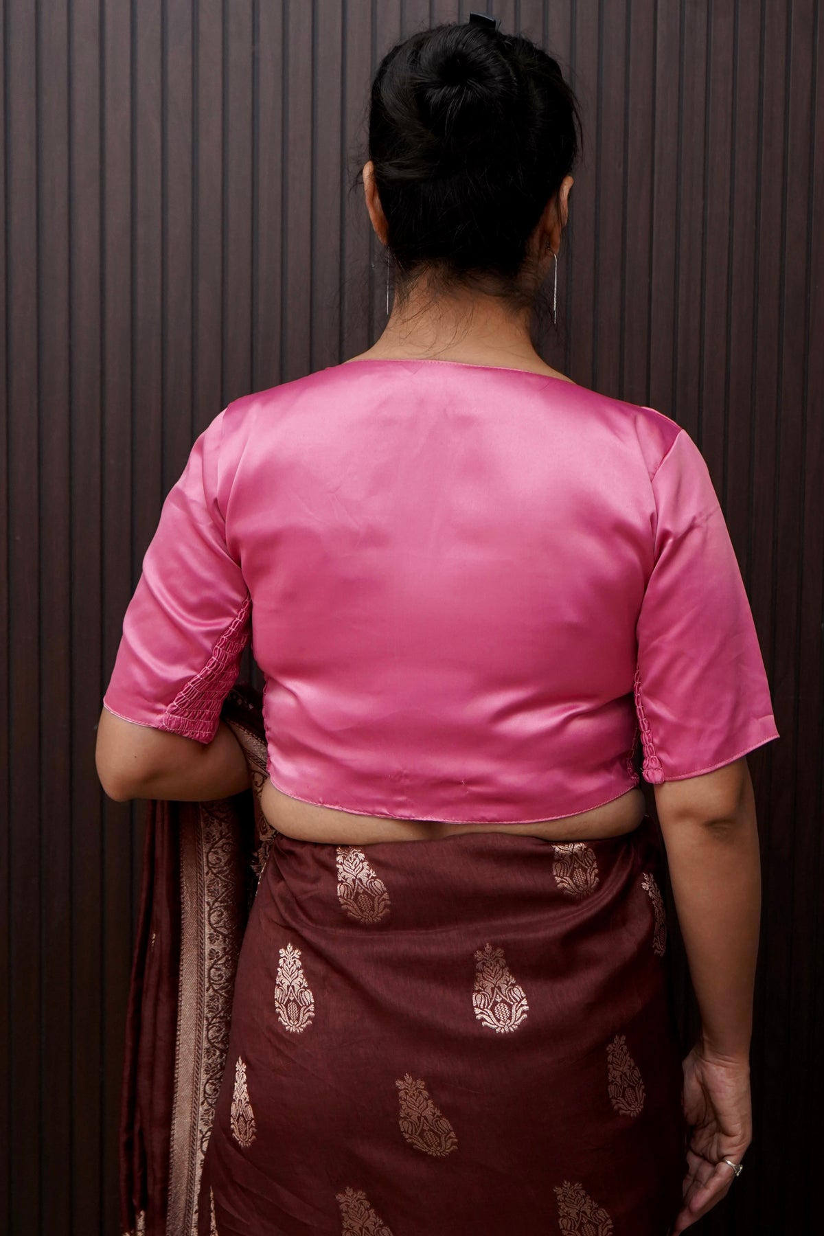 Soft V-Neck Stretchable Blouse in Light Pink