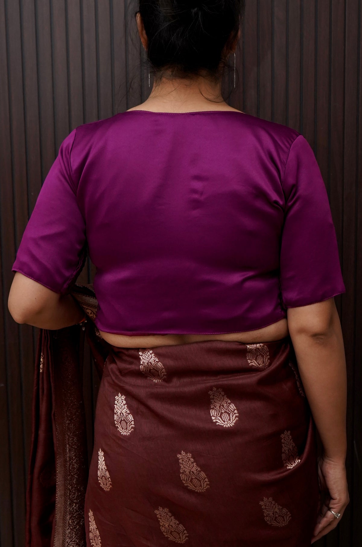 Soft V-Neck Stretchable Blouse in Royal Purple