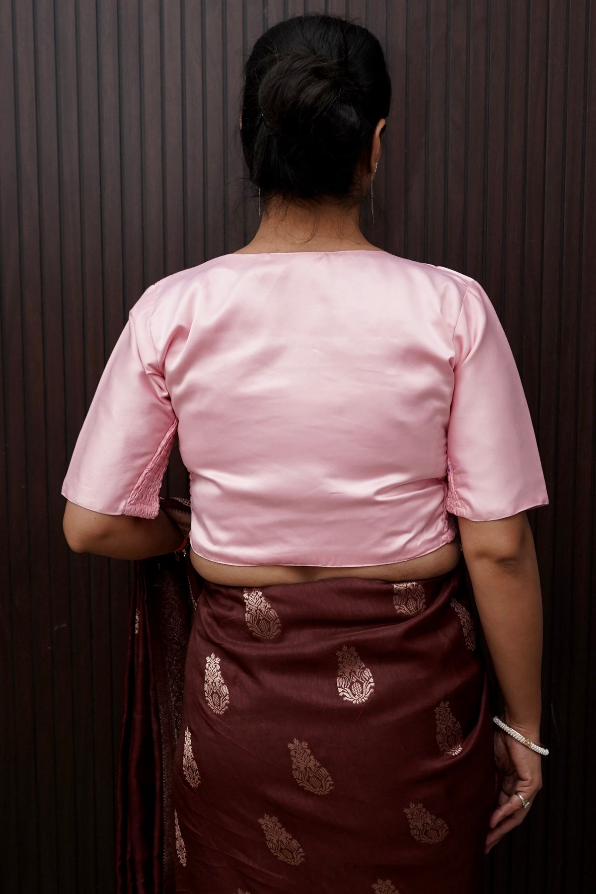 Soft V-Neck Stretchable Blouse in Baby Pink