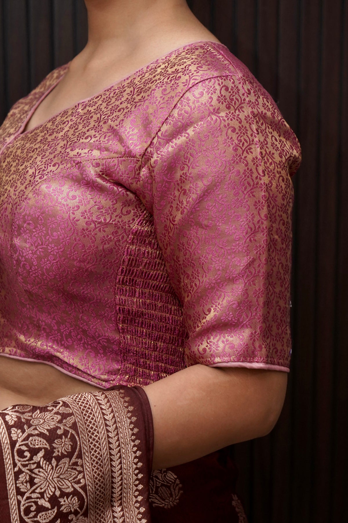 Mini Floral Pattern Stretchable Blouse - Dusty Lavender