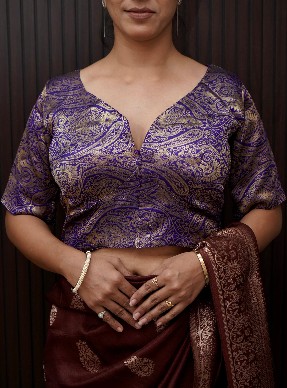 Royal Blue Kairi Motif Stretchable Blouse