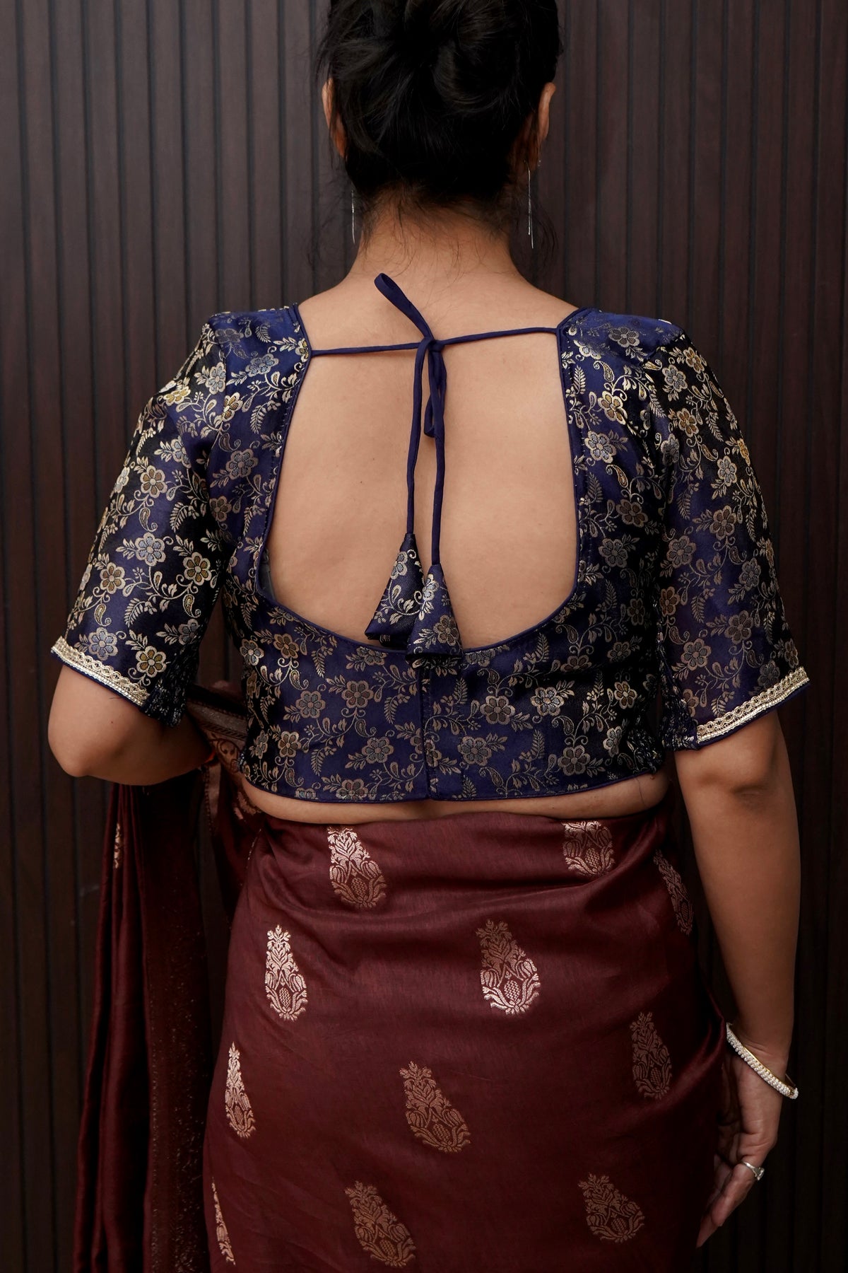 Royal Blue Floral Stretchable Blouse