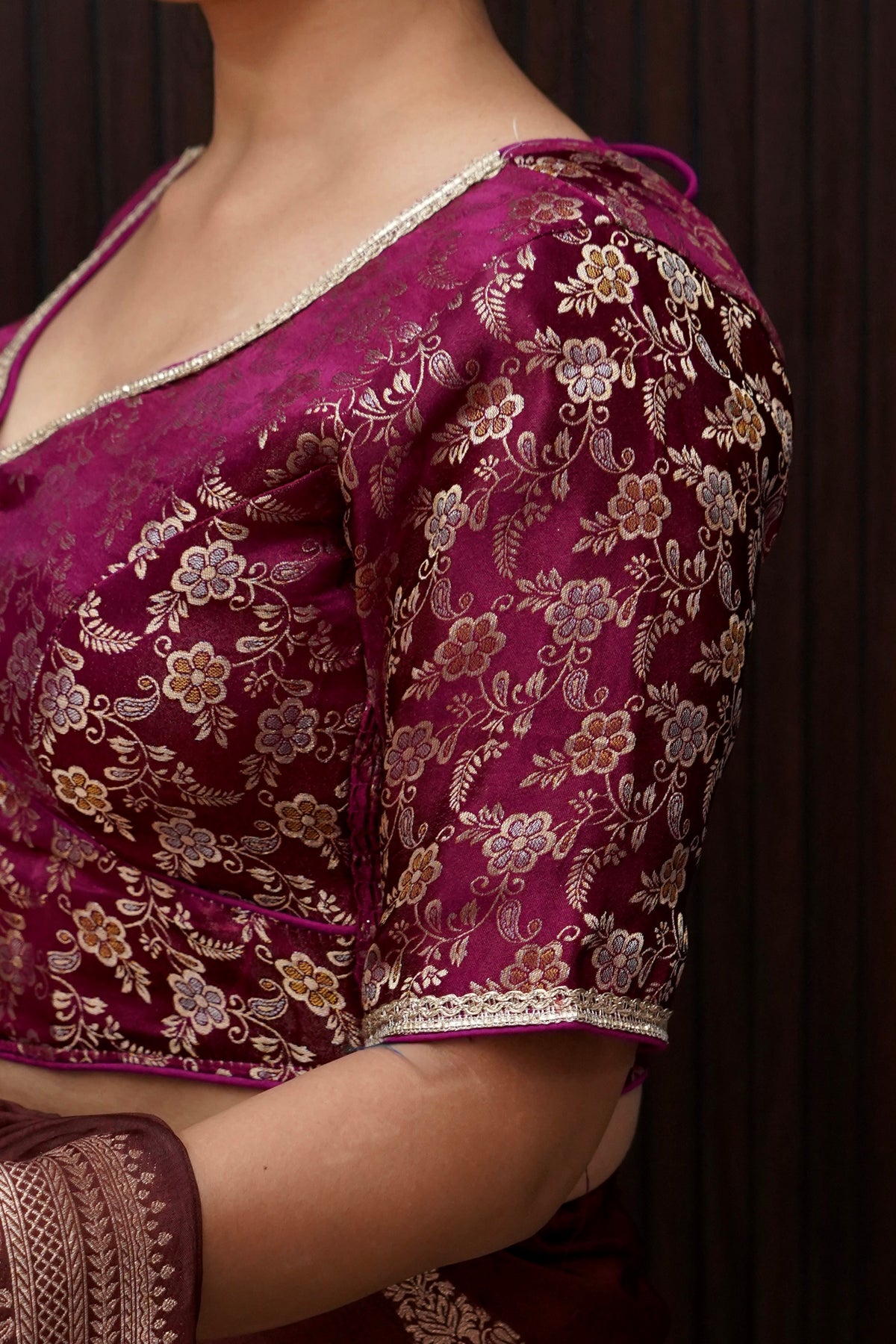 Plum Floral Stretchable Blouse