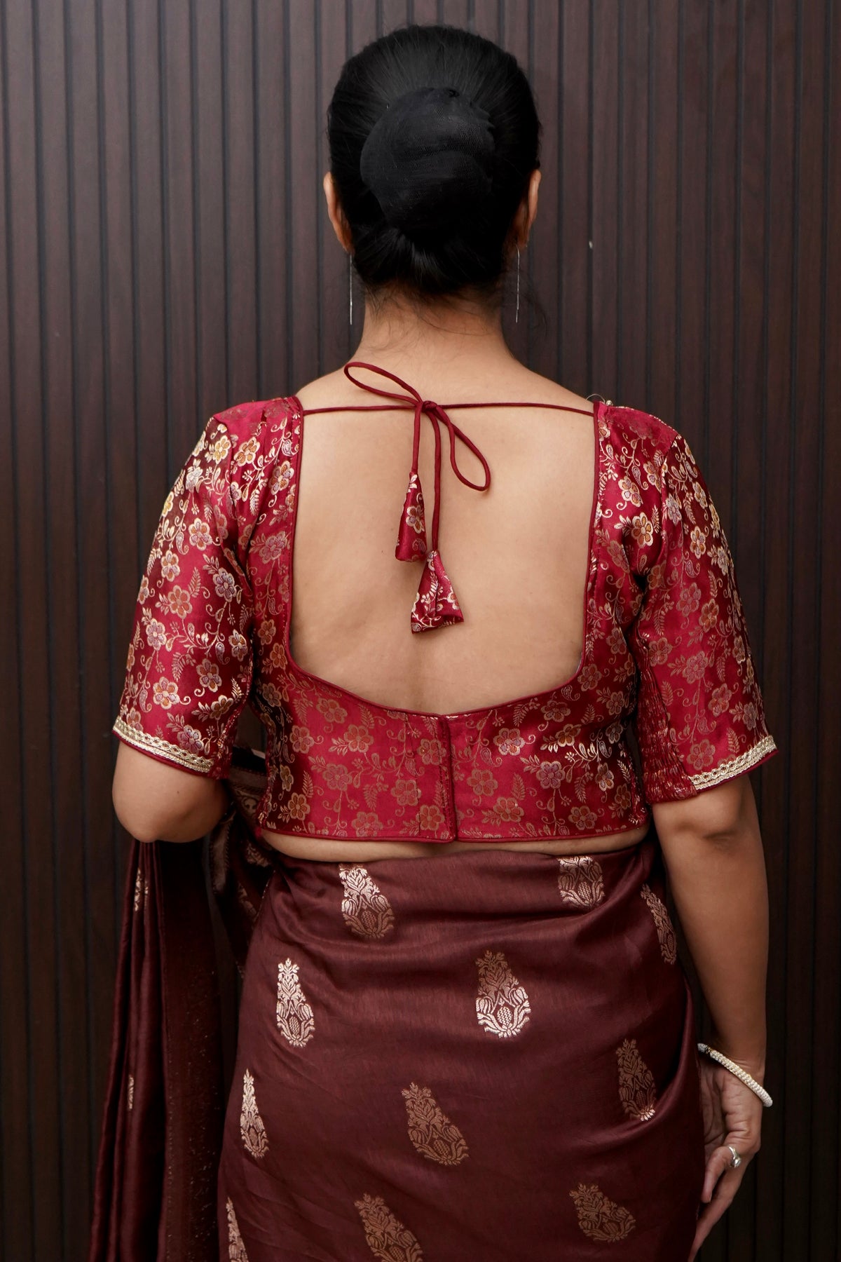 Maroon Floral Stretchable Blouse