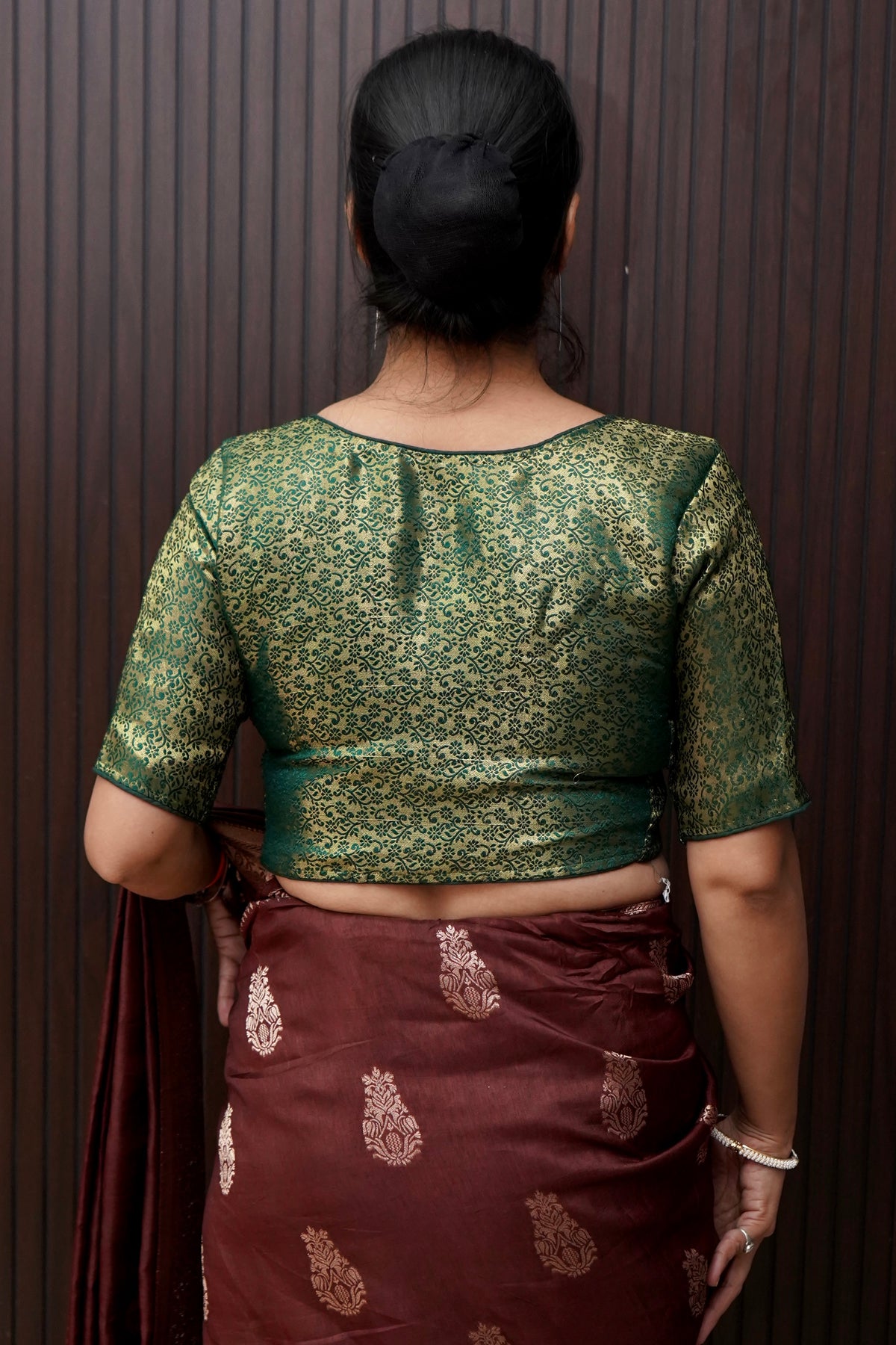 Mini Floral Pattern Stretchable Blouse - Bottle Green