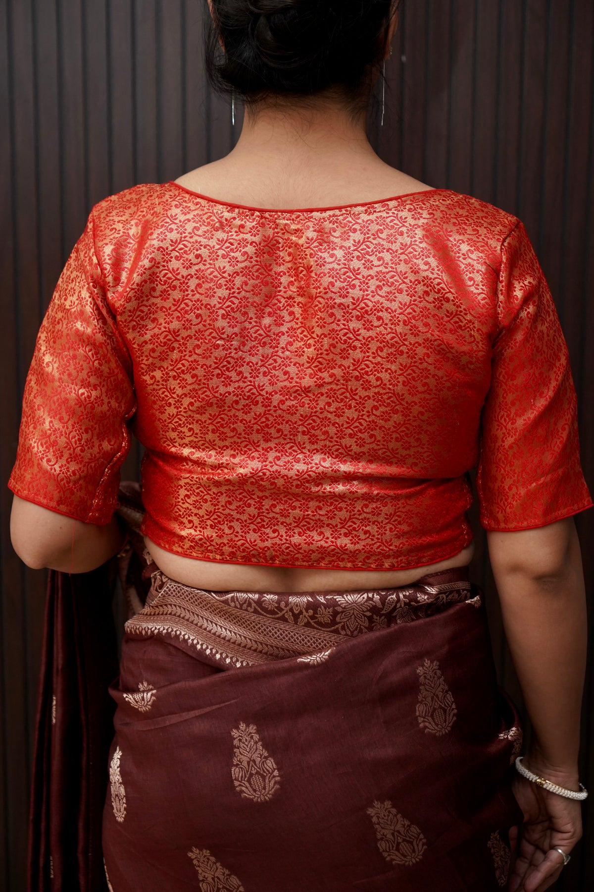 Mini Floral Pattern Stretchable Blouse - Red
