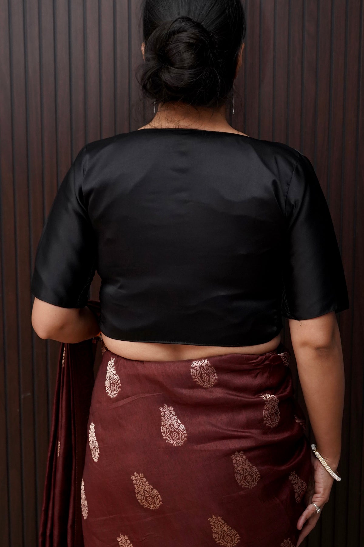 Soft V-Neck Stretchable Blouse in Black