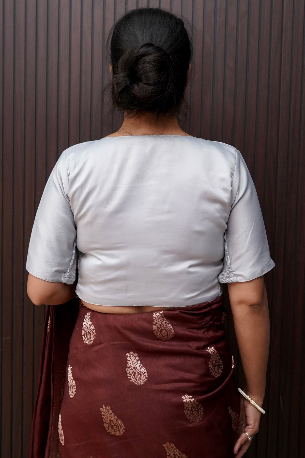 Soft V-Neck Stretchable Blouse in Ice Blue
