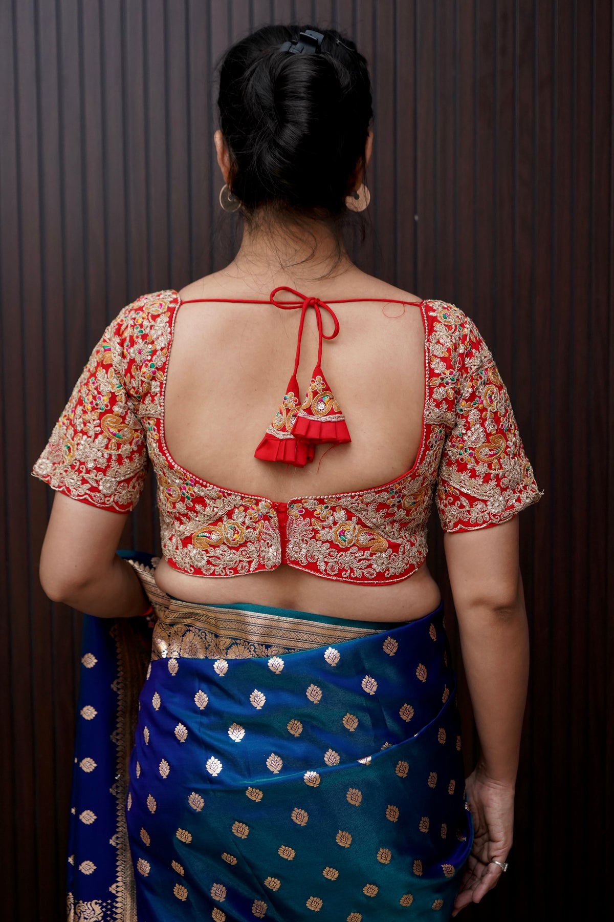 Red Heavy Embroidered Designer Work Blouse