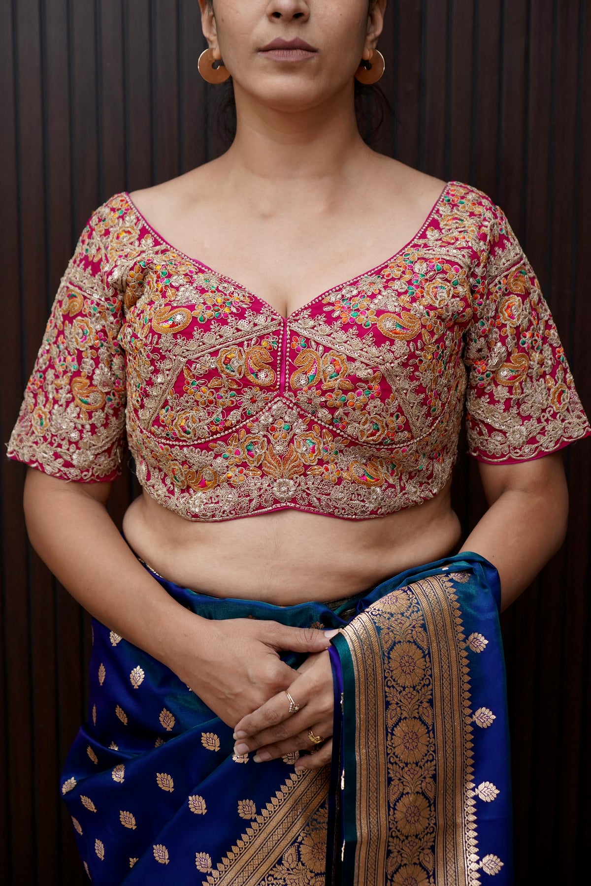Pink Heavy Embroidered Designer Work Blouse