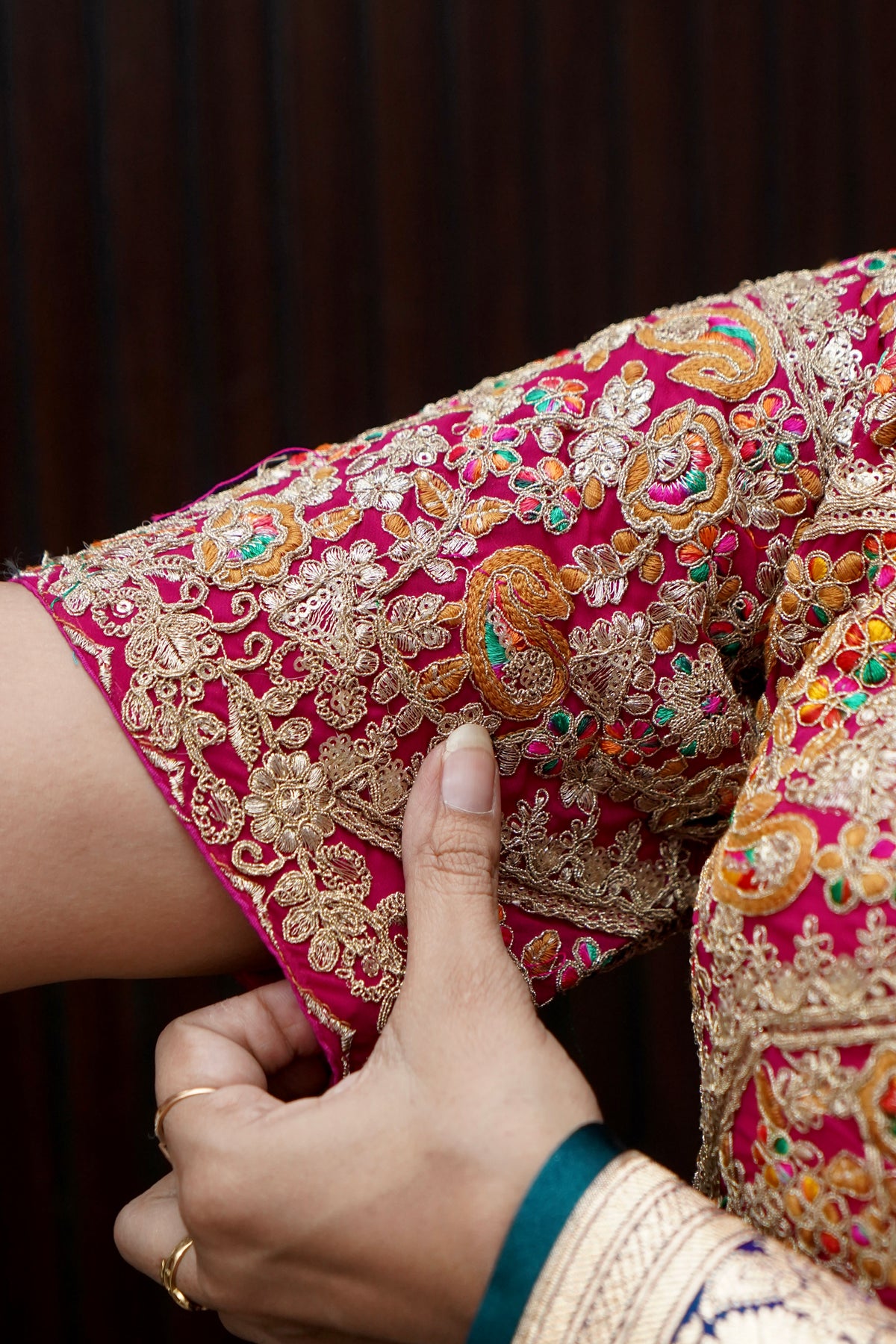 Pink Heavy Embroidered Designer Work Blouse