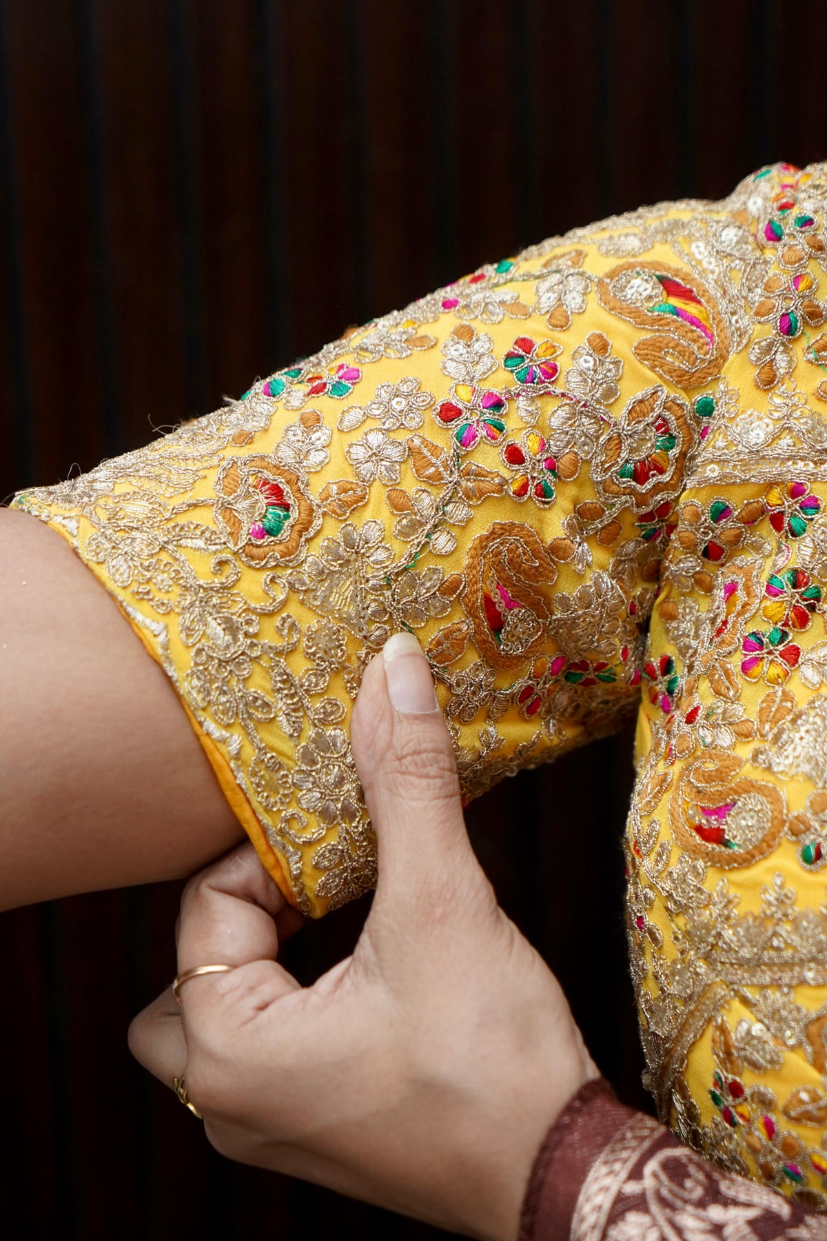 Mustard Yellow Heavy Embroidered Designer Work Blouse