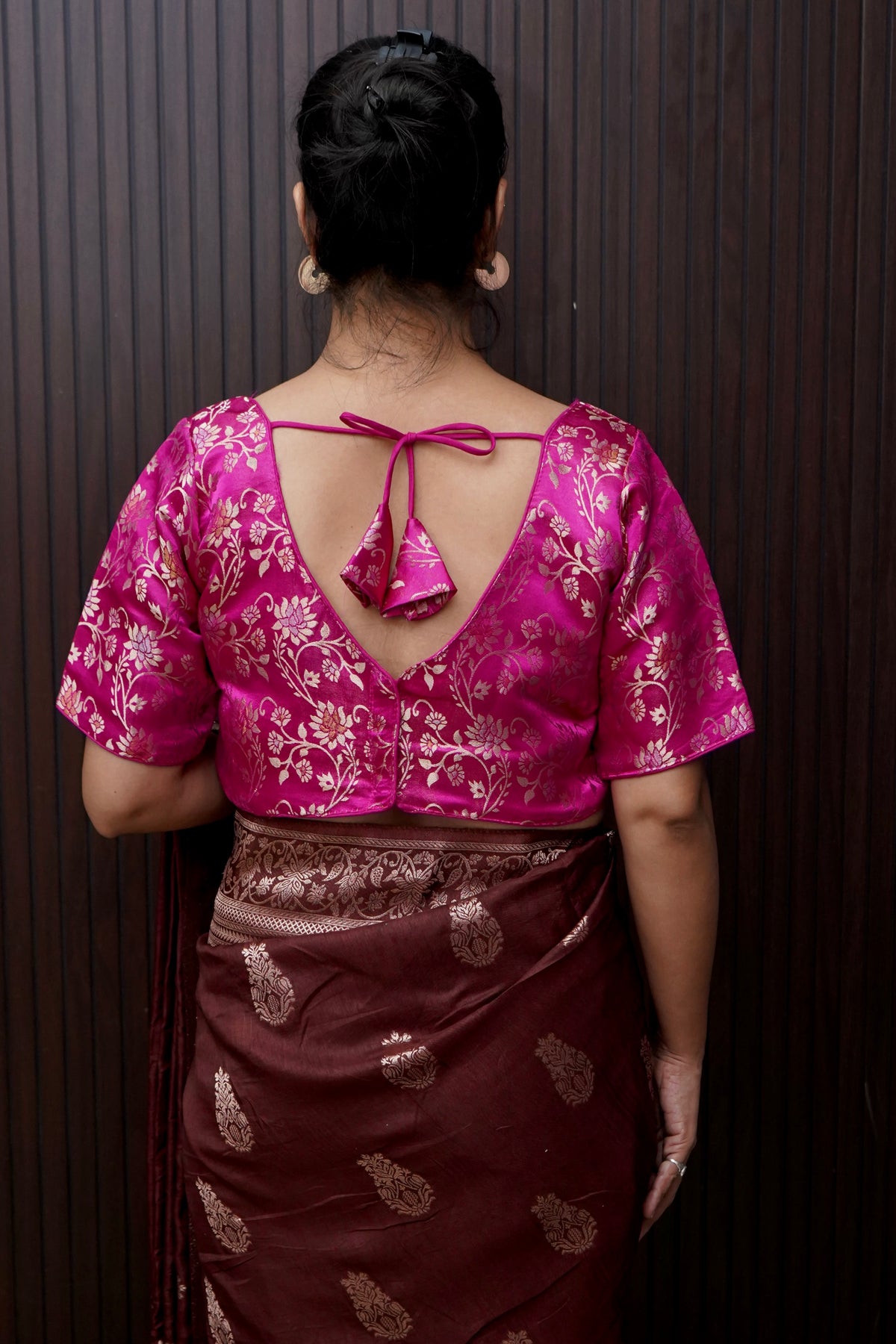 Brocade Floral Vine Blouse - Light Pink