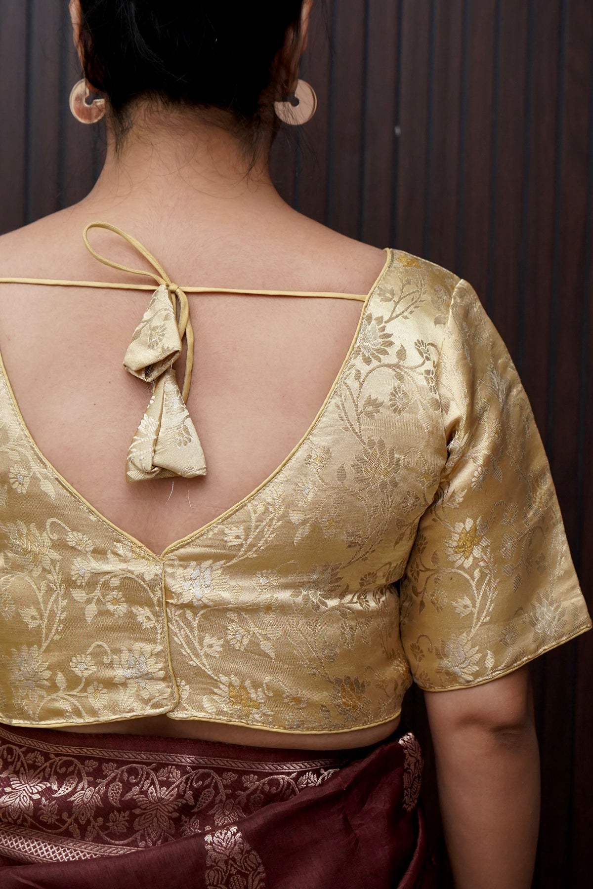 Brocade Floral Vine Blouse - Cream