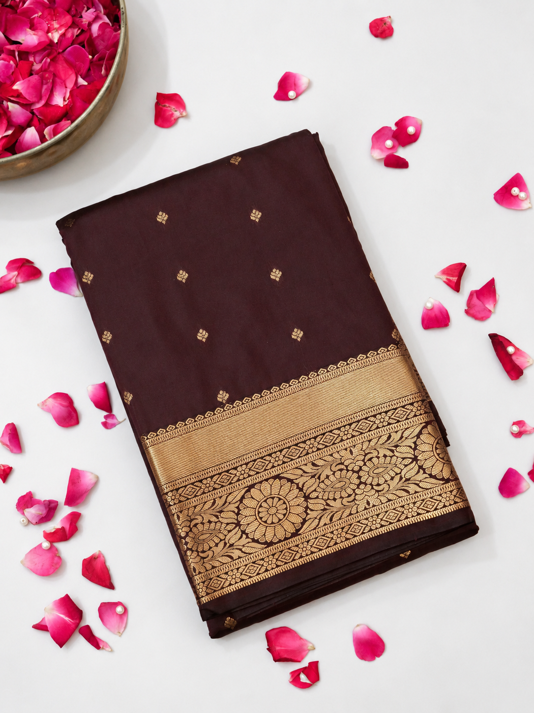 Devi - Deep Maroon Kanjivaram Silk Saree with Korvai Border