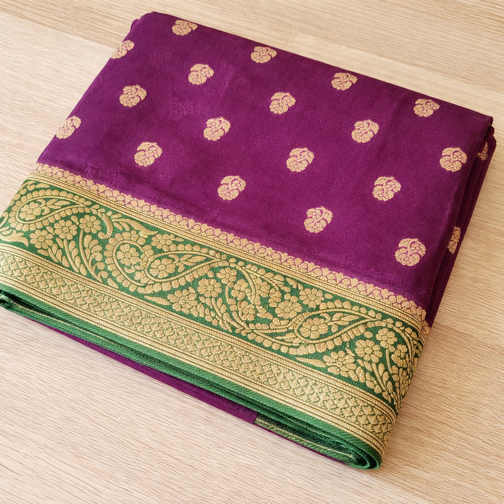 Purple-Green Dual Tone Khaddi Georgette Banarasi Saree