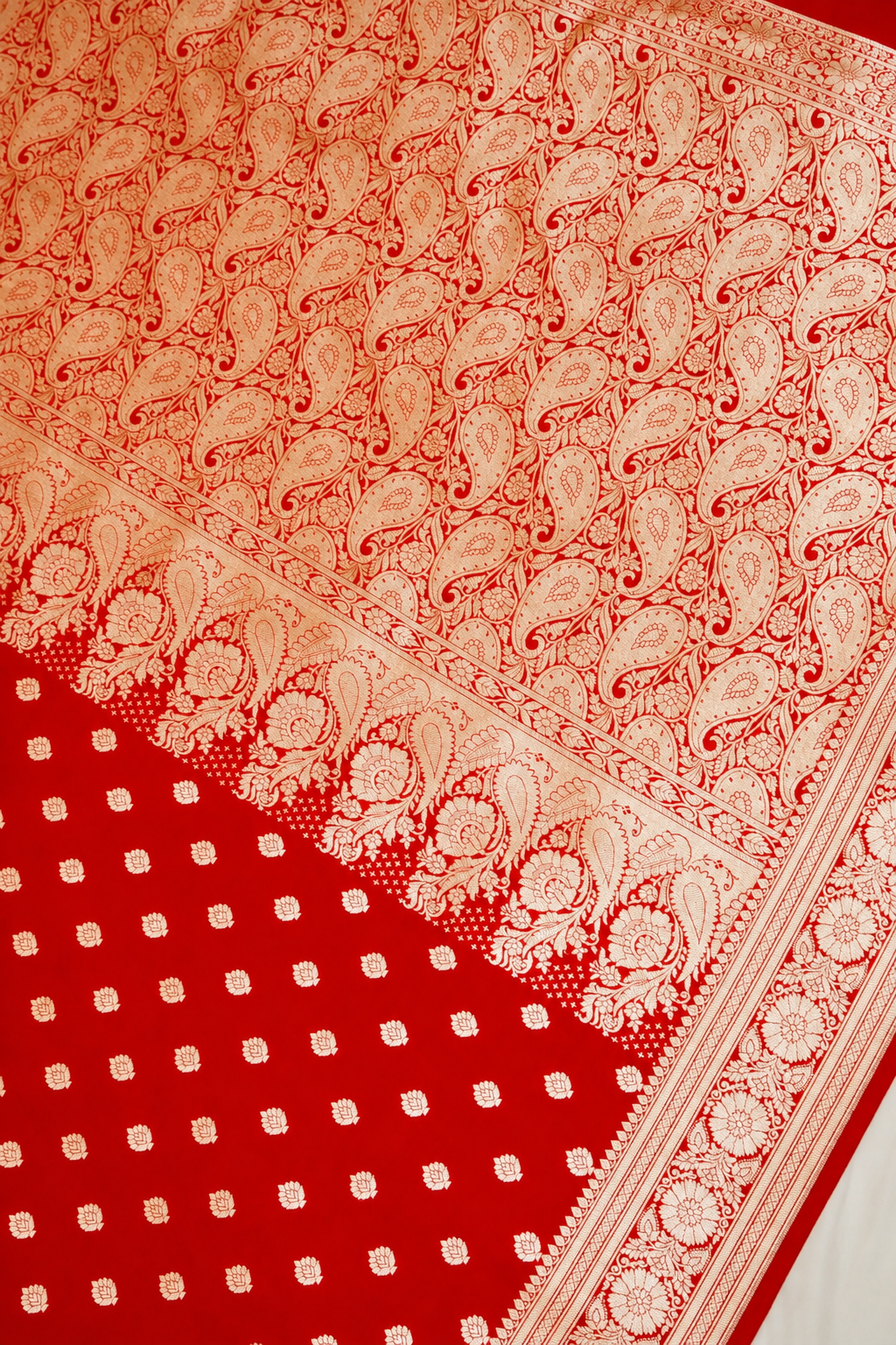 Royal Red Banarasi Silk Saree with Golden Zari Weave