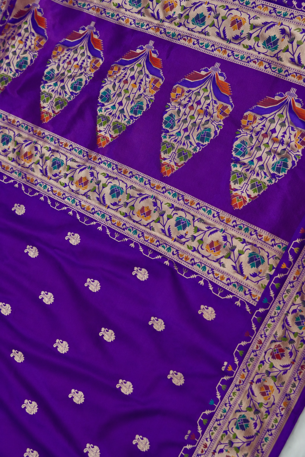 Peshavi - Dark Purple Paithani Silk Saree with Stitched Blouse