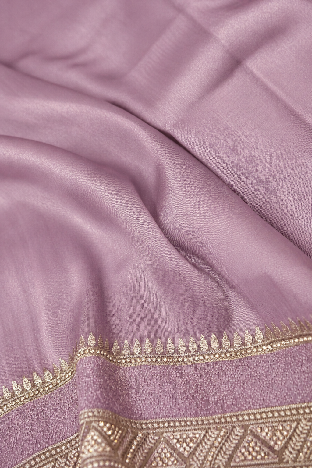 Rhinestone Border Designer Tissue Saree in Lilac