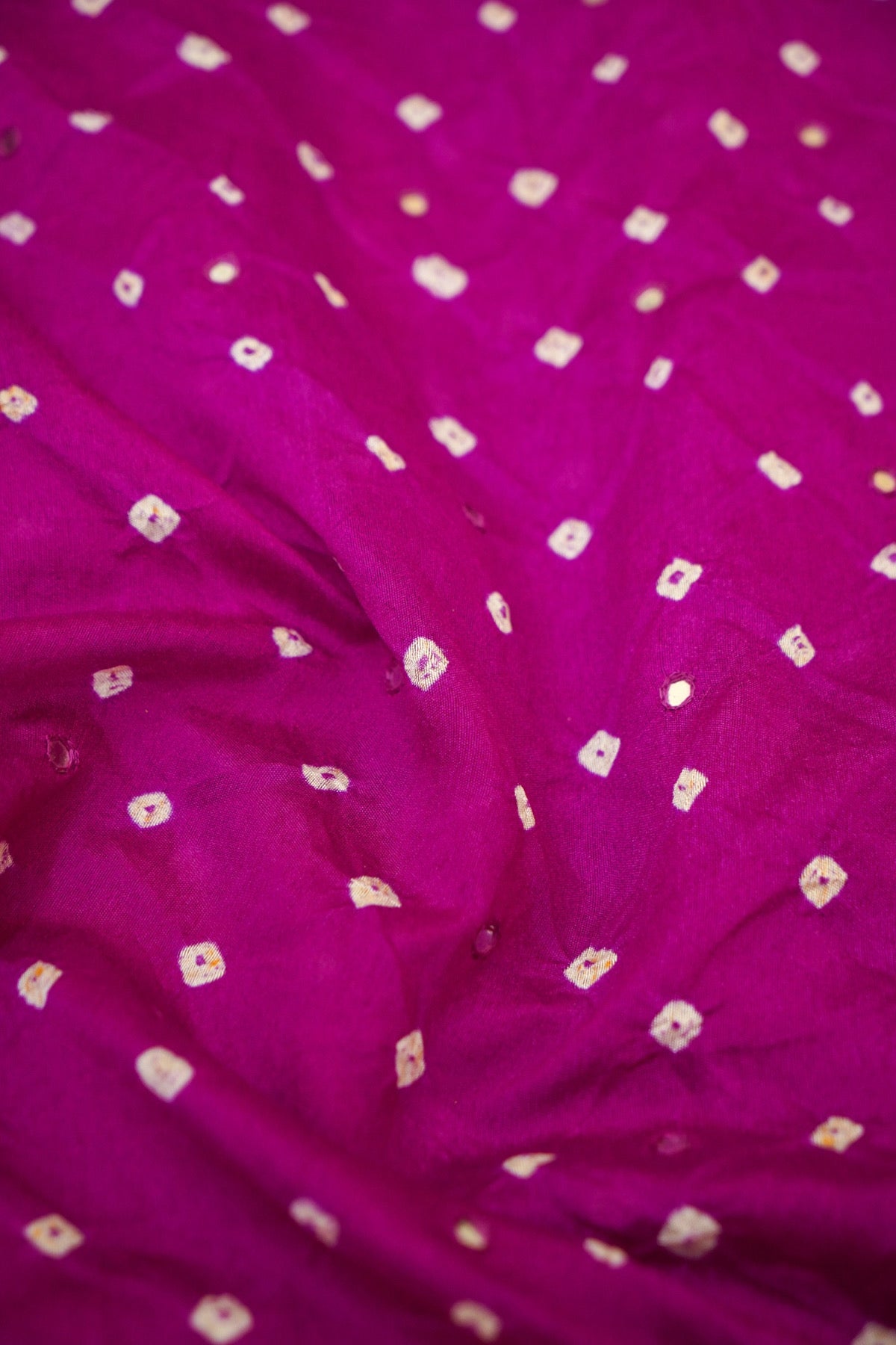 Rani Pink Bandhani Banarasi Dupion Silk Saree with Fringe Border
