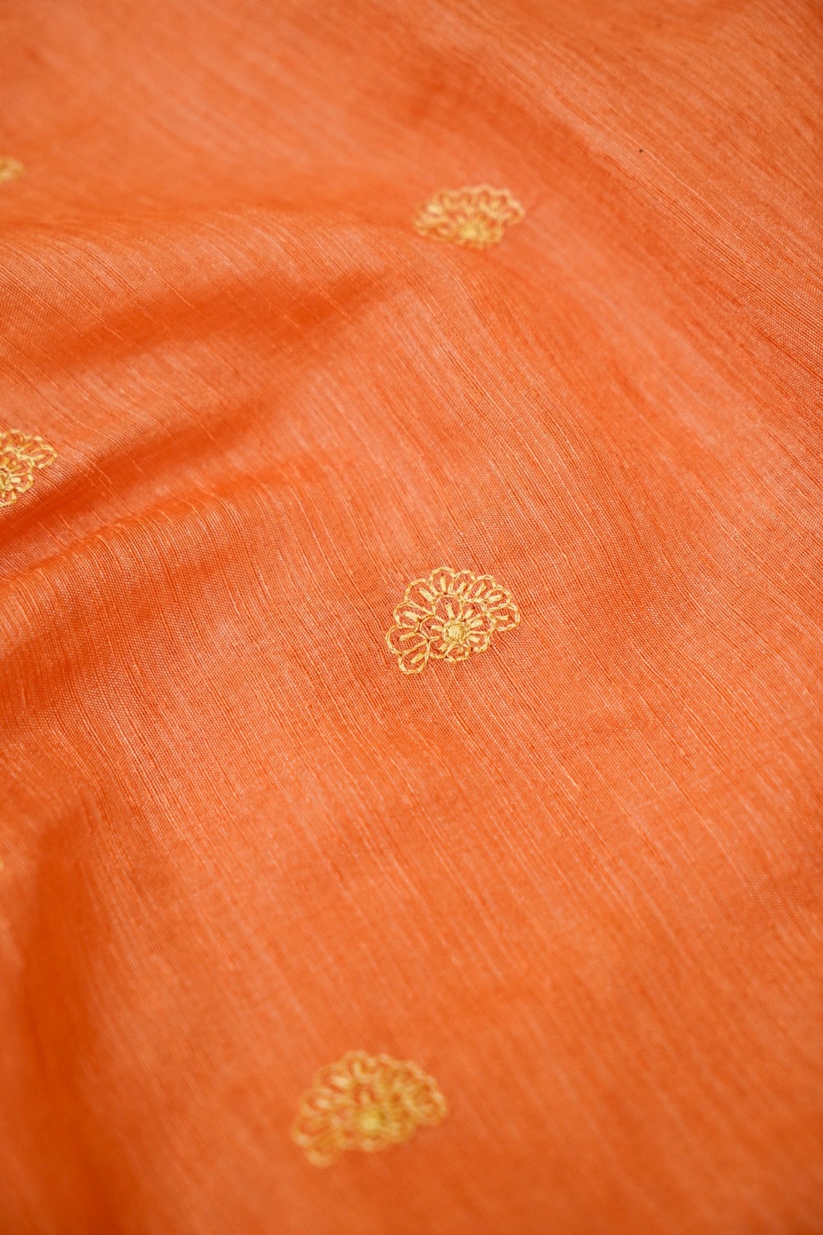 Peach Banarasi Cotton Saree with Delicate Embroidered Motifs