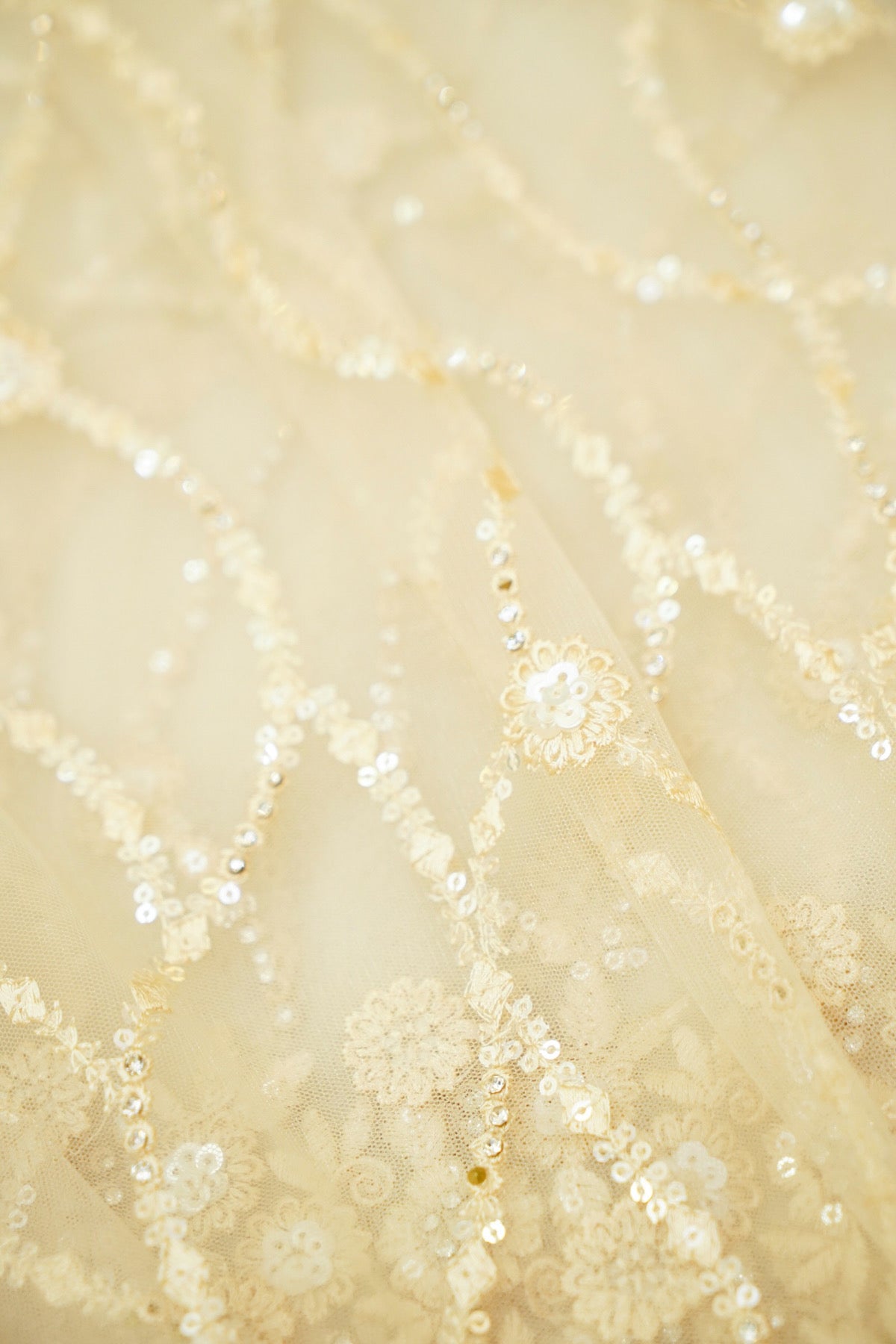 Sequin Embroidery Designer Net Saree - Pearl