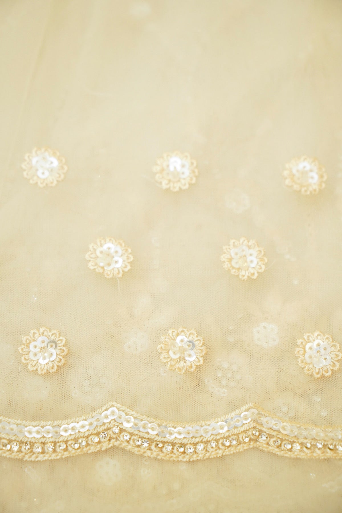 Sequin Embroidery Designer Net Saree - Pearl