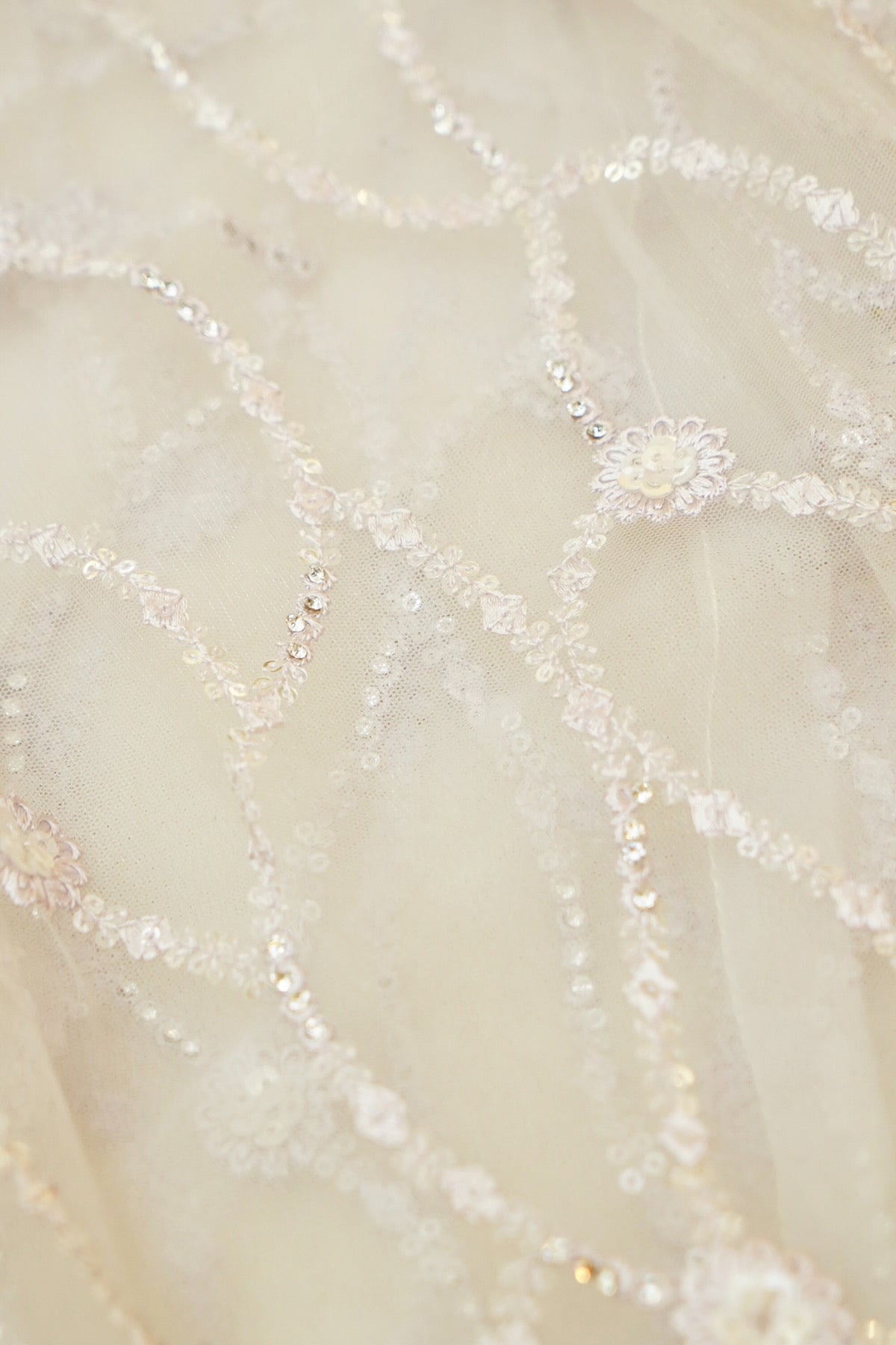 Sequin Embroidery Designer Net Saree - Ivory