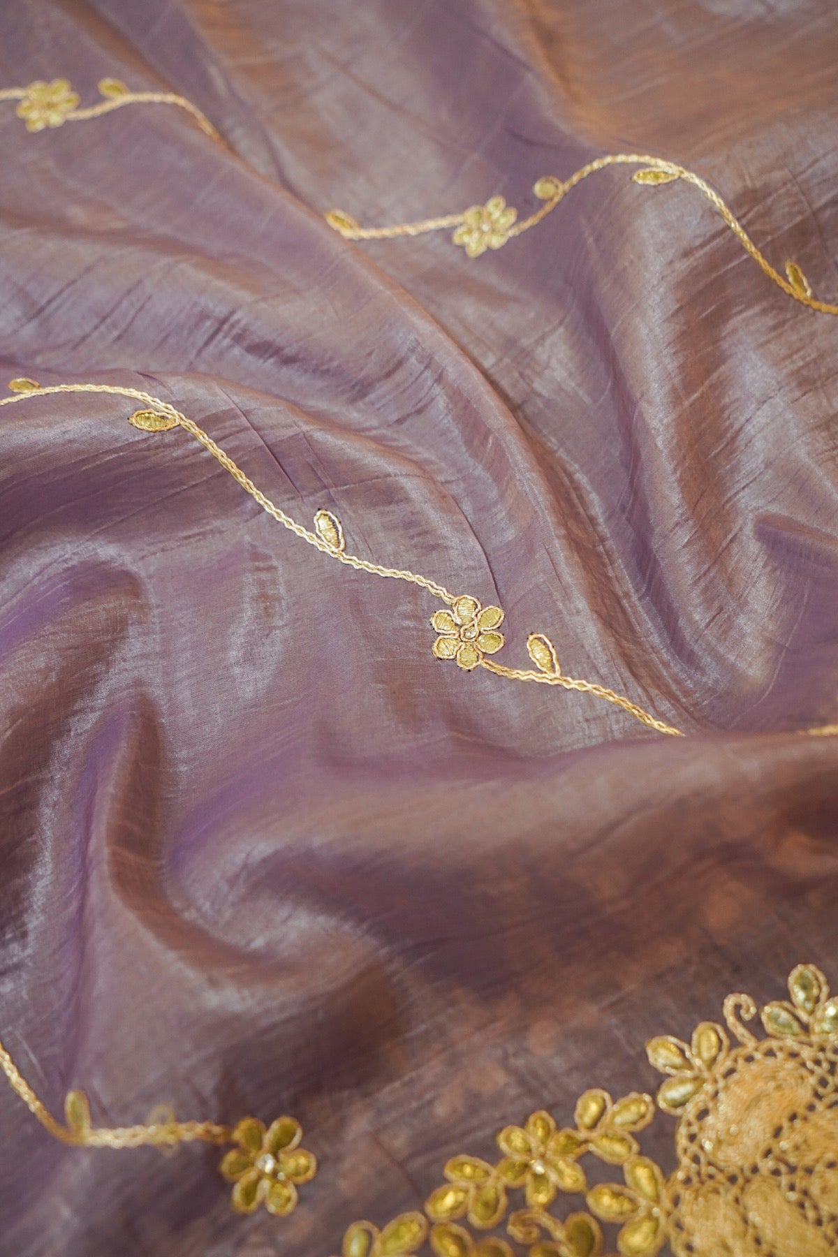 Mauve Designer Saree with Floral Embroidered Border