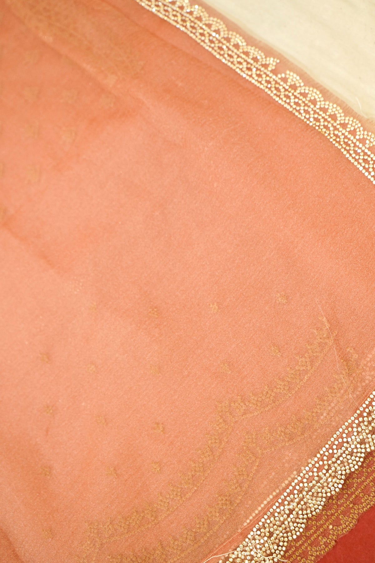 Rose Gold Designer Saree with Crystal Border