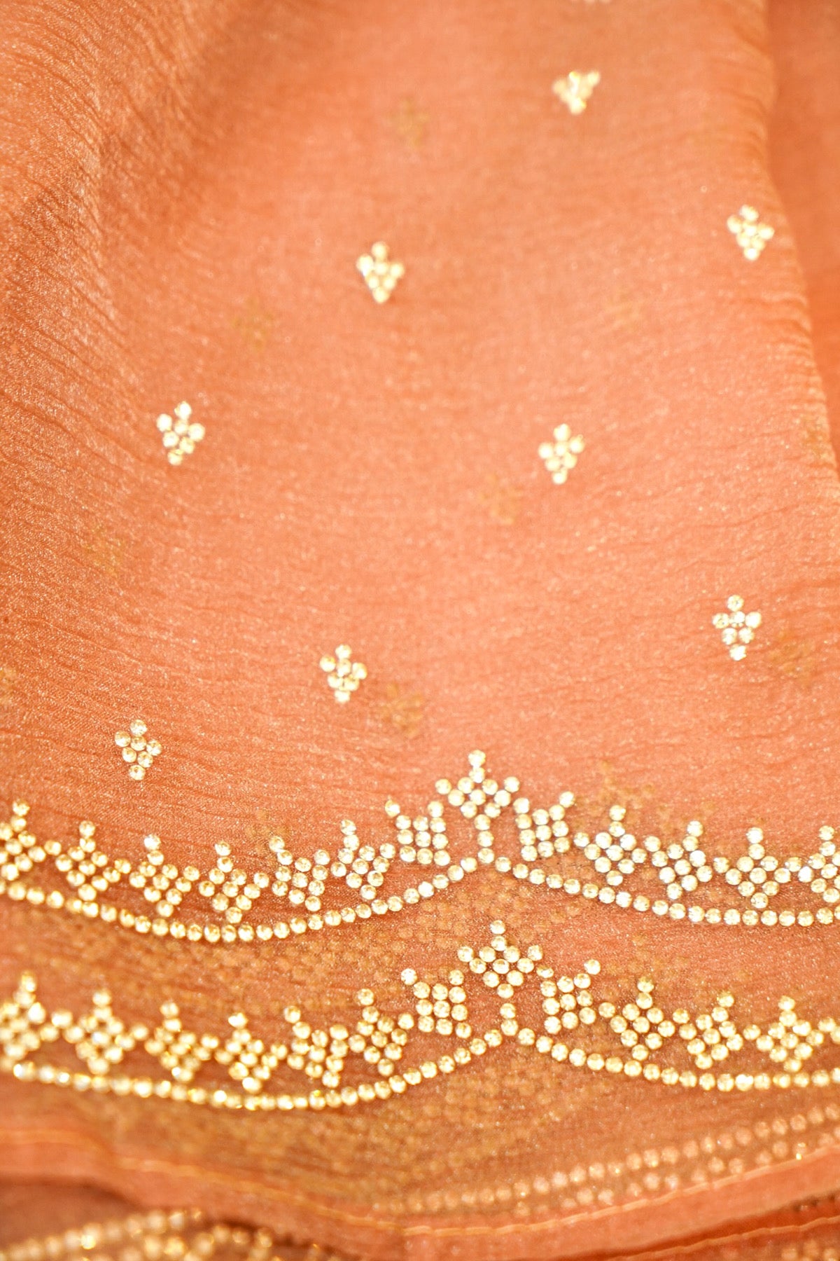 Rose Gold Designer Saree with Crystal Border