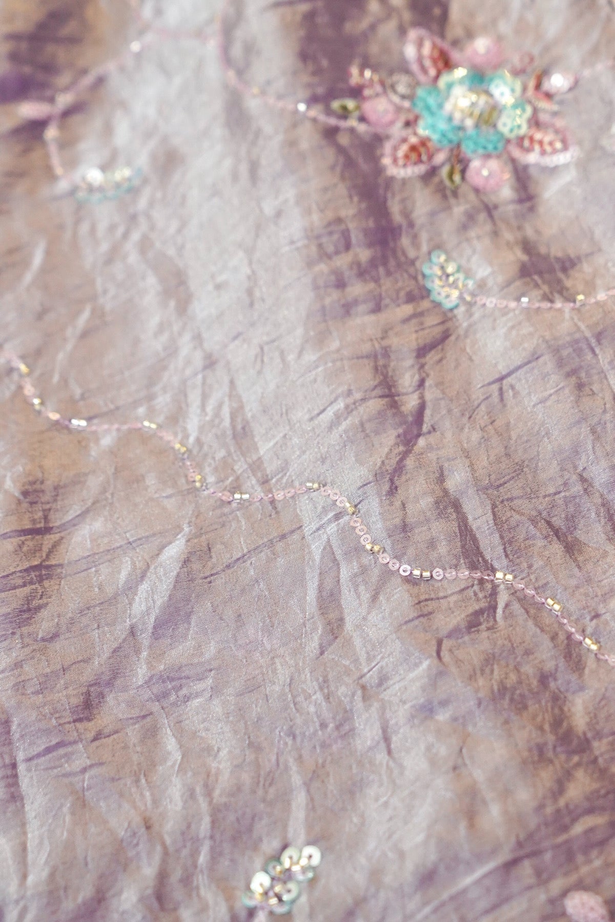 Lavender Lilac Blossom Trail Sequin Work Designer Saree