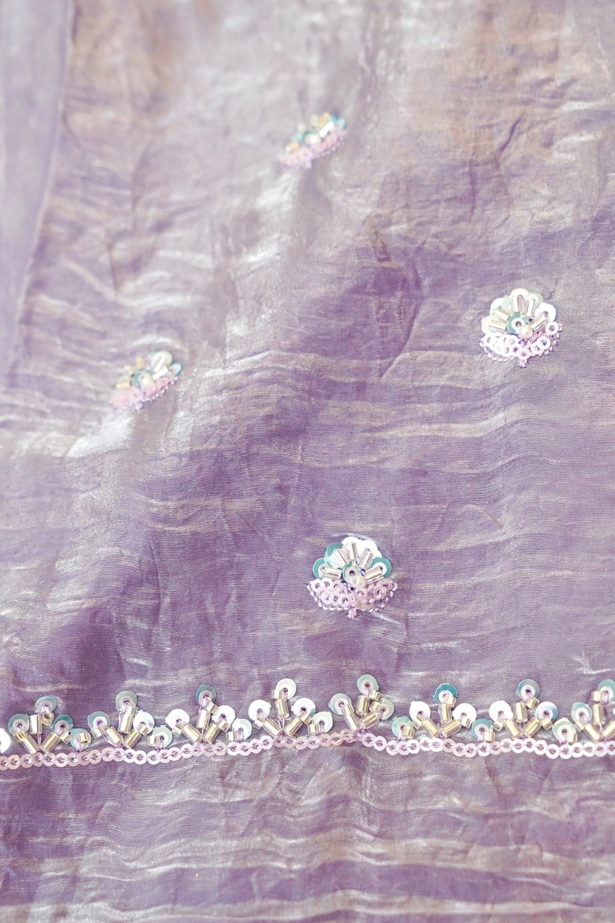 Lavender Lilac Blossom Trail Sequin Work Designer Saree
