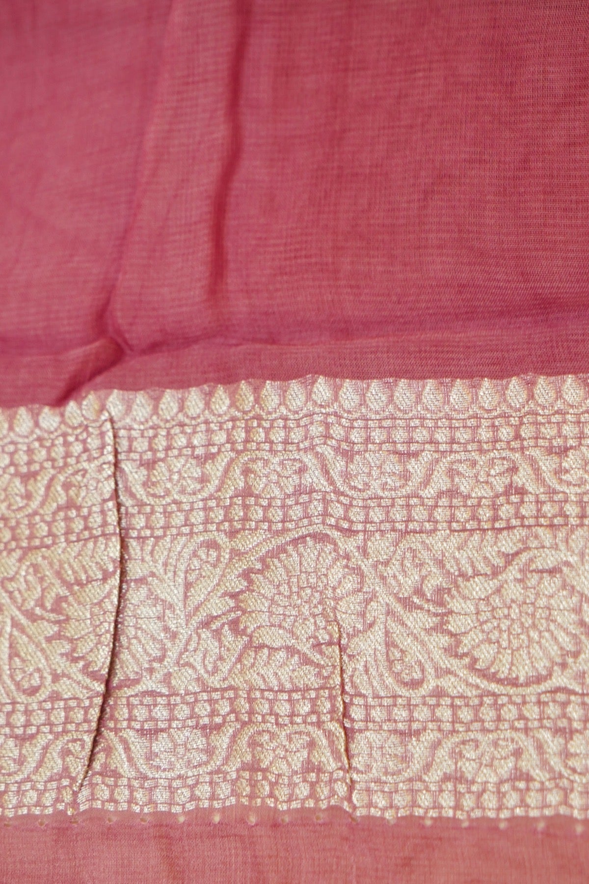 Deep Wine Purple Khaddi Georgette Pure Banarasi Saree with Contrast Dusty Rose Border