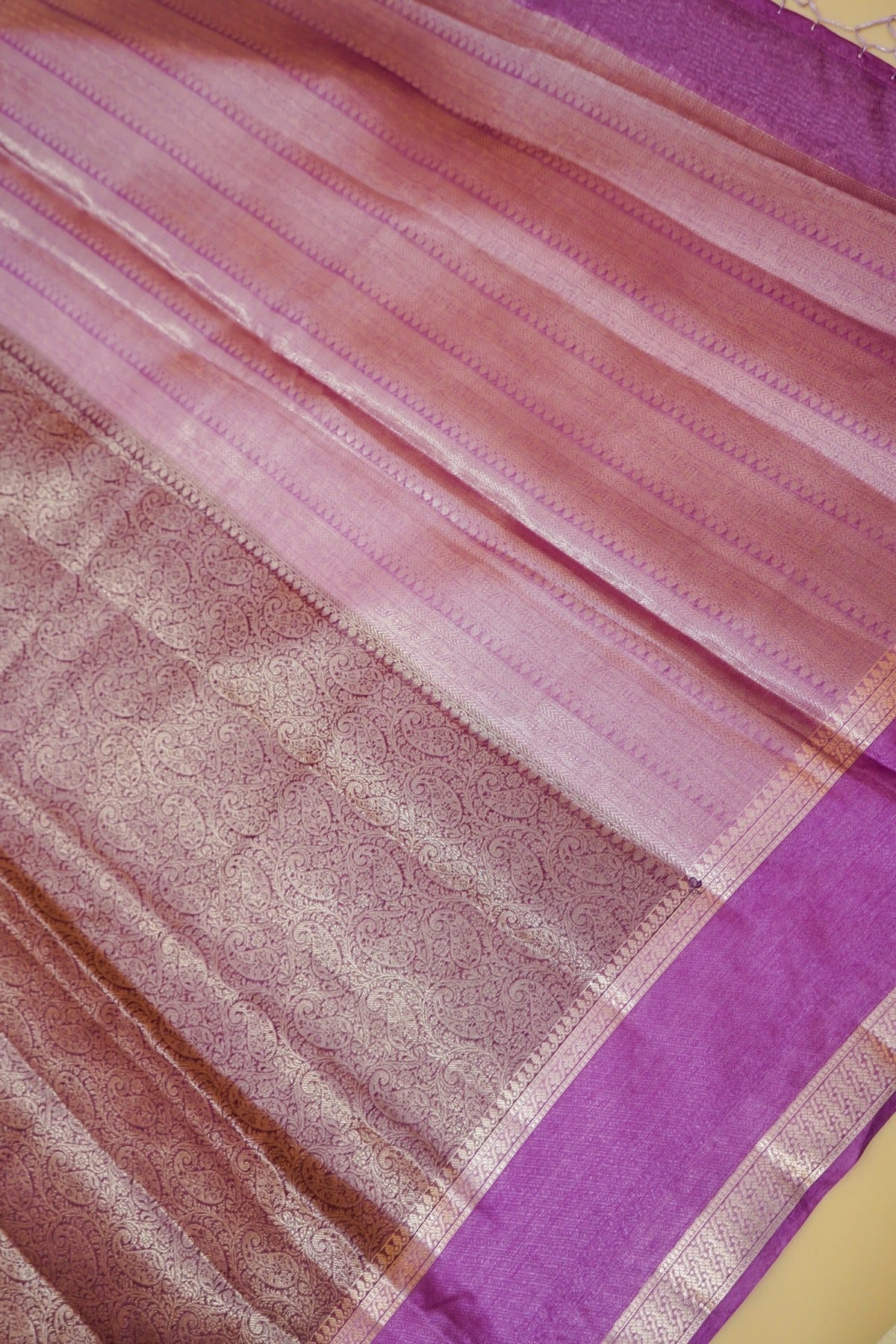 Purple and Magenta Worm Silk Saree with Gold Zari Detailing