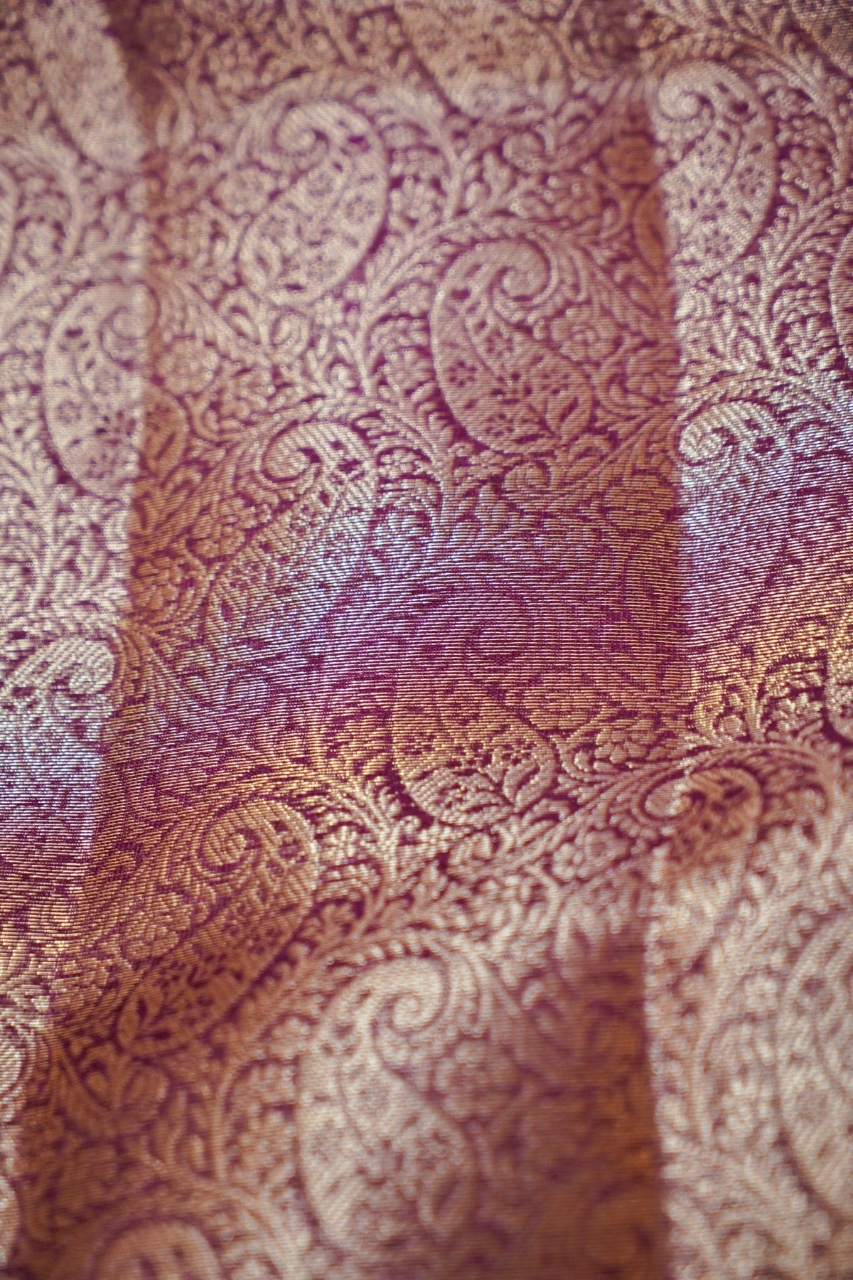 Purple and Magenta Worm Silk Saree with Gold Zari Detailing
